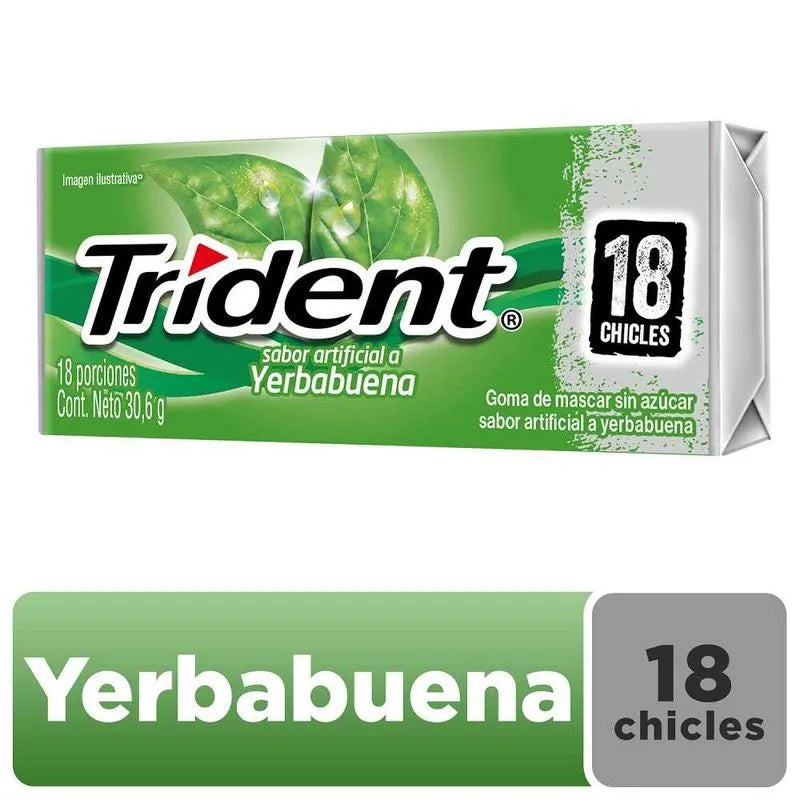 CHICLES TRIDENT YERBABUENA X18