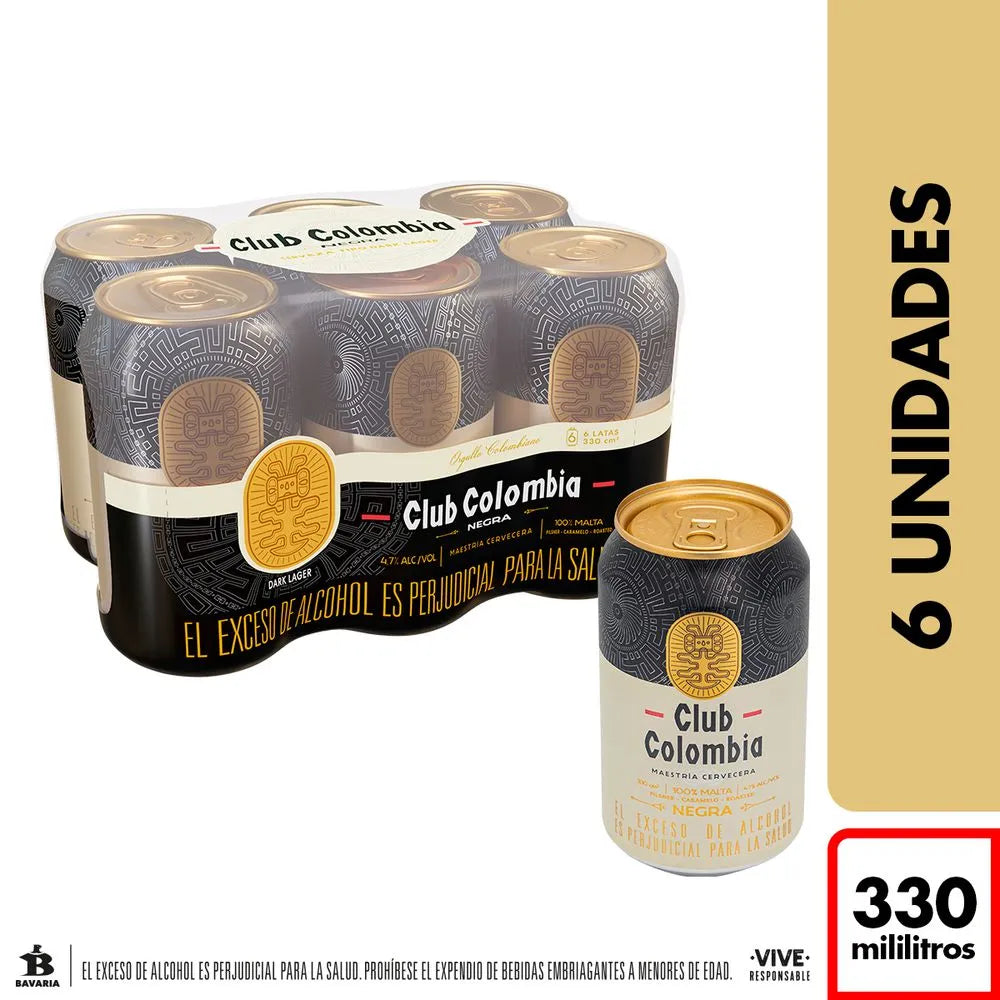 CERVEZA CLUB COLOMBIA NEGRA 6X330