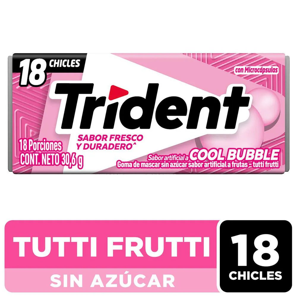 CHICLES TRIDENT COOL BUBBLE X18