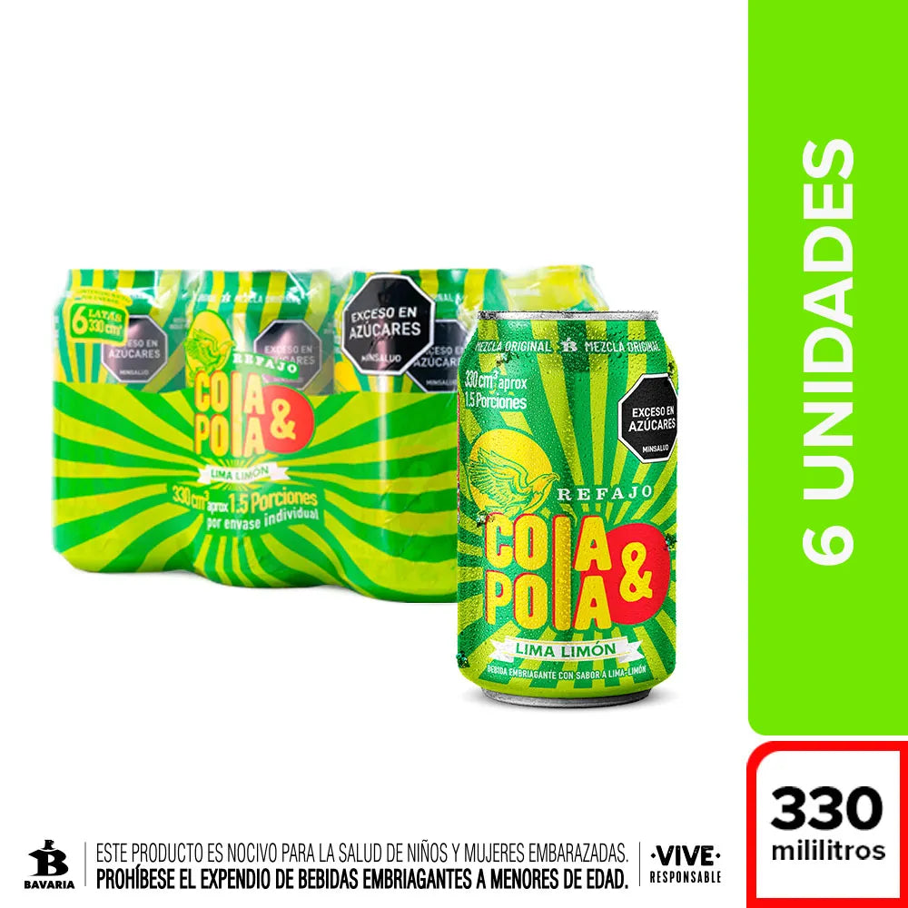 REFAJO COLA Y POLA LIMA LIMON 6X330