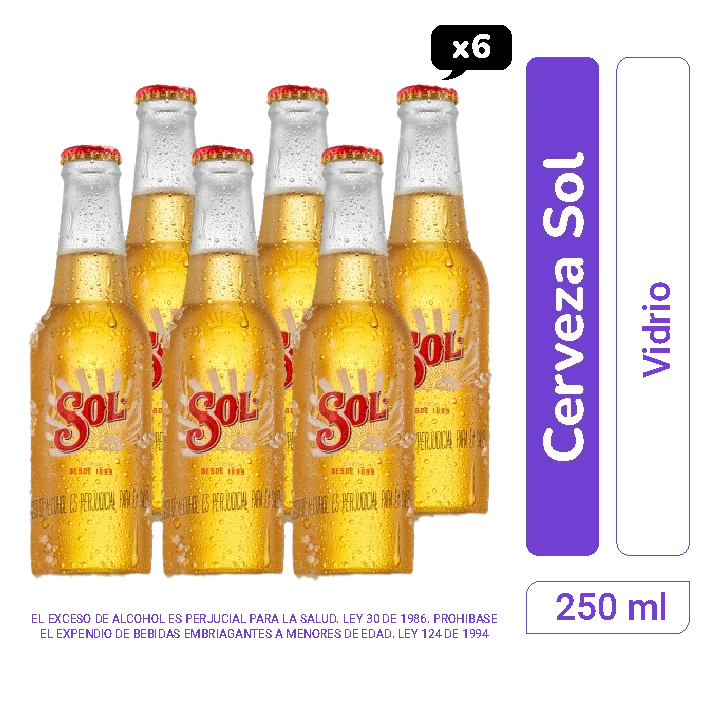CERVEZA SOL 6X250
